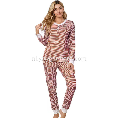 Katoenen comfort gebreide pyjama&#39;s lange mouwen